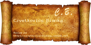 Czvetkovics Bianka névjegykártya